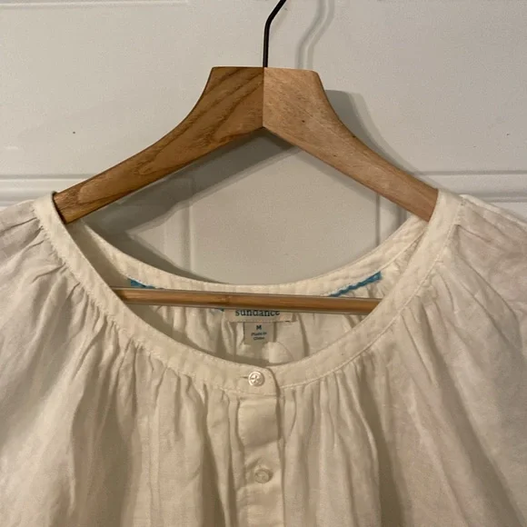 NWOT Sundance Graceful Days White 100% Linen Button Top - Picture 10 of 15